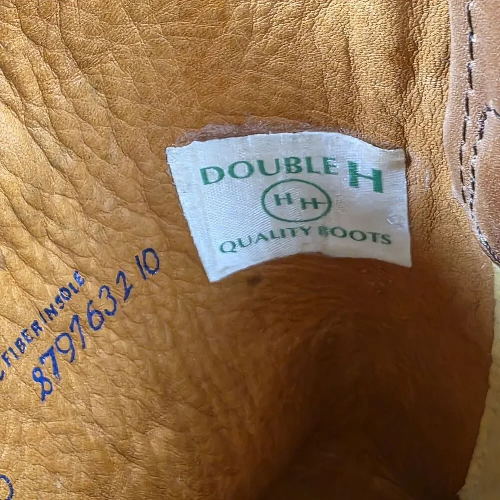 Double-H Western Leather Boots Brown USA Union Made Size 8.5 B